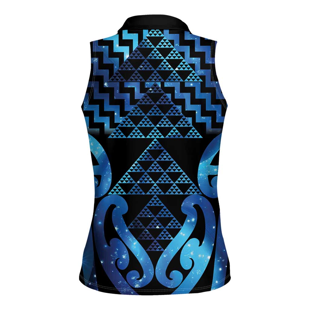 Taniko Motifs Matariki New Zealand Women Sleeveless Polo Shirt NZ Niho Taniwha Poutama