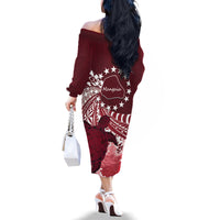 Cook Islands Mangaia Gospel Day Family Matching Off The Shoulder Long Sleeve Dress and Hawaiian Shirt Polynesian Art With Sea Turtle