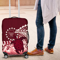 Cook Islands Mangaia Gospel Day Luggage Cover Polynesian Art With Sea Turtle LT14 Maroon - Polynesian Pride