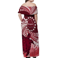 Cook Islands Mangaia Gospel Day Off Shoulder Maxi Dress Polynesian Art With Sea Turtle LT14 - Polynesian Pride