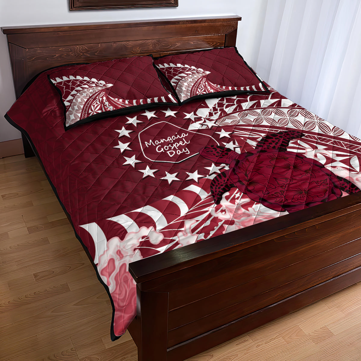 Cook Islands Mangaia Gospel Day Quilt Bed Set Polynesian Art With Sea Turtle