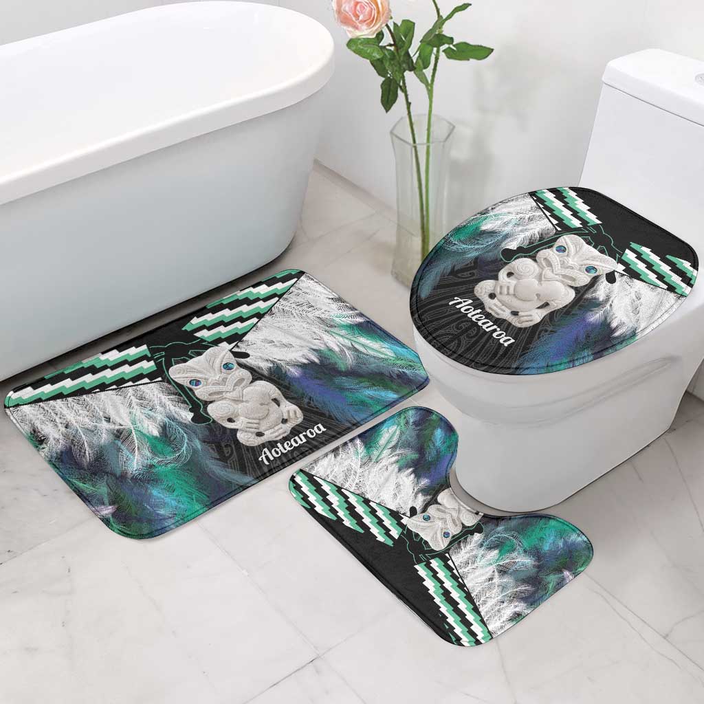 Aotearoa Korowai Motif Bathroom Set Hei Tiki Poutama Maori Pattern - Polynesian Pride