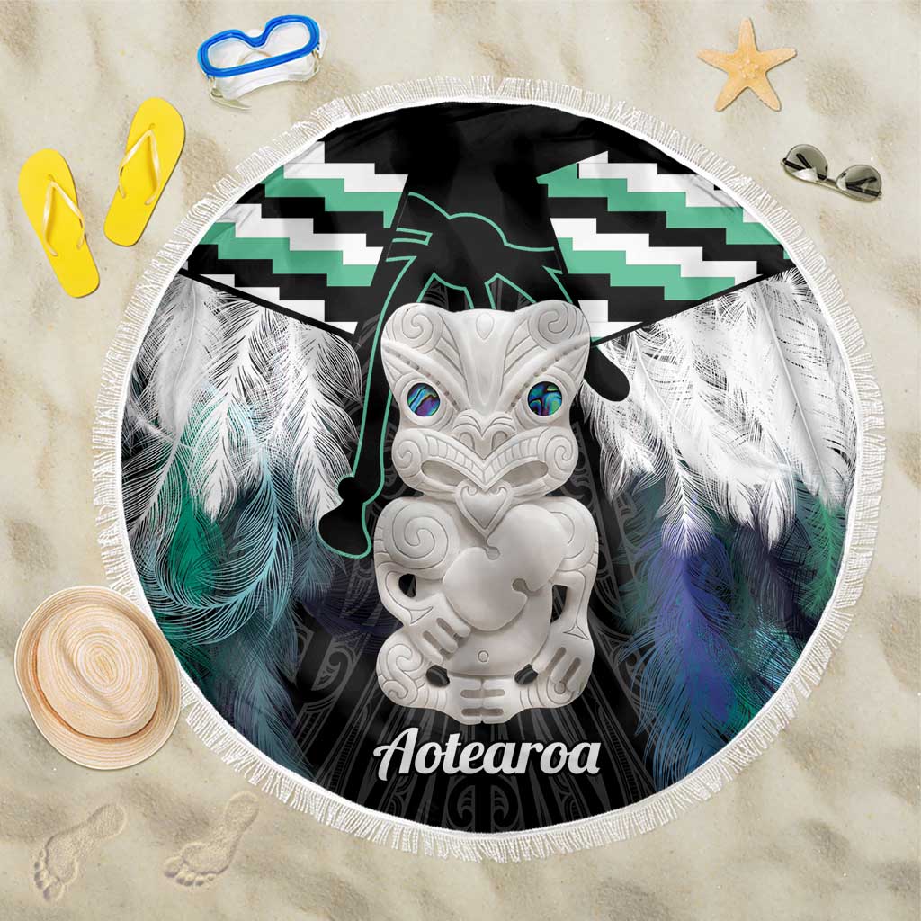 Aotearoa Korowai Motif Beach Blanket Hei Tiki Poutama Maori Pattern