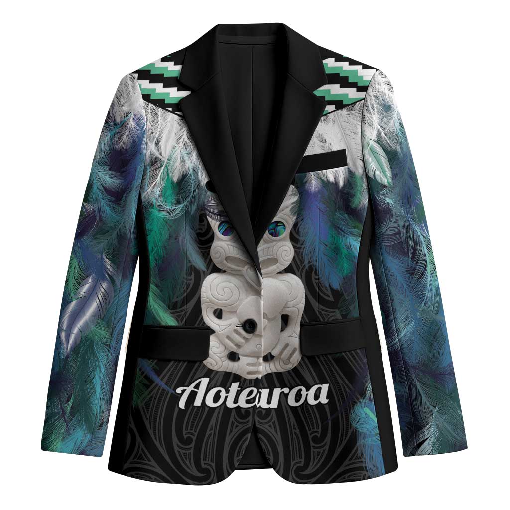 Aotearoa Korowai Motif Blazer Hei Tiki Poutama Maori Pattern - Polynesian Pride