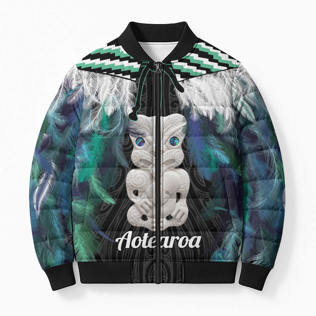 Aotearoa Korowai Motif Bomber Puffer Jacket Hei Tiki Poutama Maori Pattern - Polynesian Pride