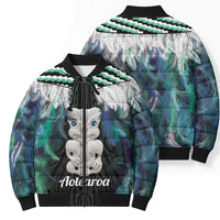 Aotearoa Korowai Motif Bomber Puffer Jacket Hei Tiki Poutama Maori Pattern - Polynesian Pride