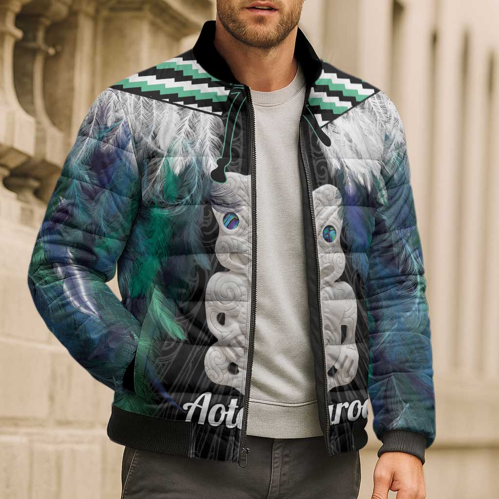 Aotearoa Korowai Motif Bomber Puffer Jacket Hei Tiki Poutama Maori Pattern - Polynesian Pride