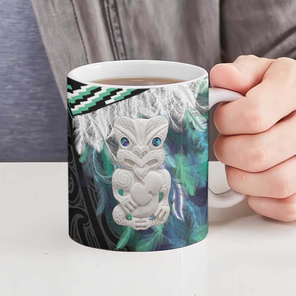 Aotearoa Korowai Motif Ceramic Mug Hei Tiki Poutama Maori Pattern - Polynesian Pride
