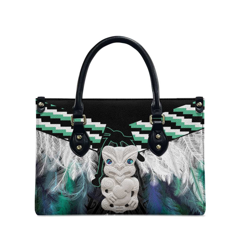 Aotearoa Korowai Motif Leather Bag Hei Tiki Poutama Maori Pattern - Polynesian Pride