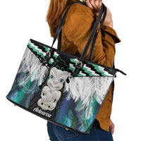 Aotearoa Korowai Motif Leather Tote Bag Hei Tiki Poutama Maori Pattern