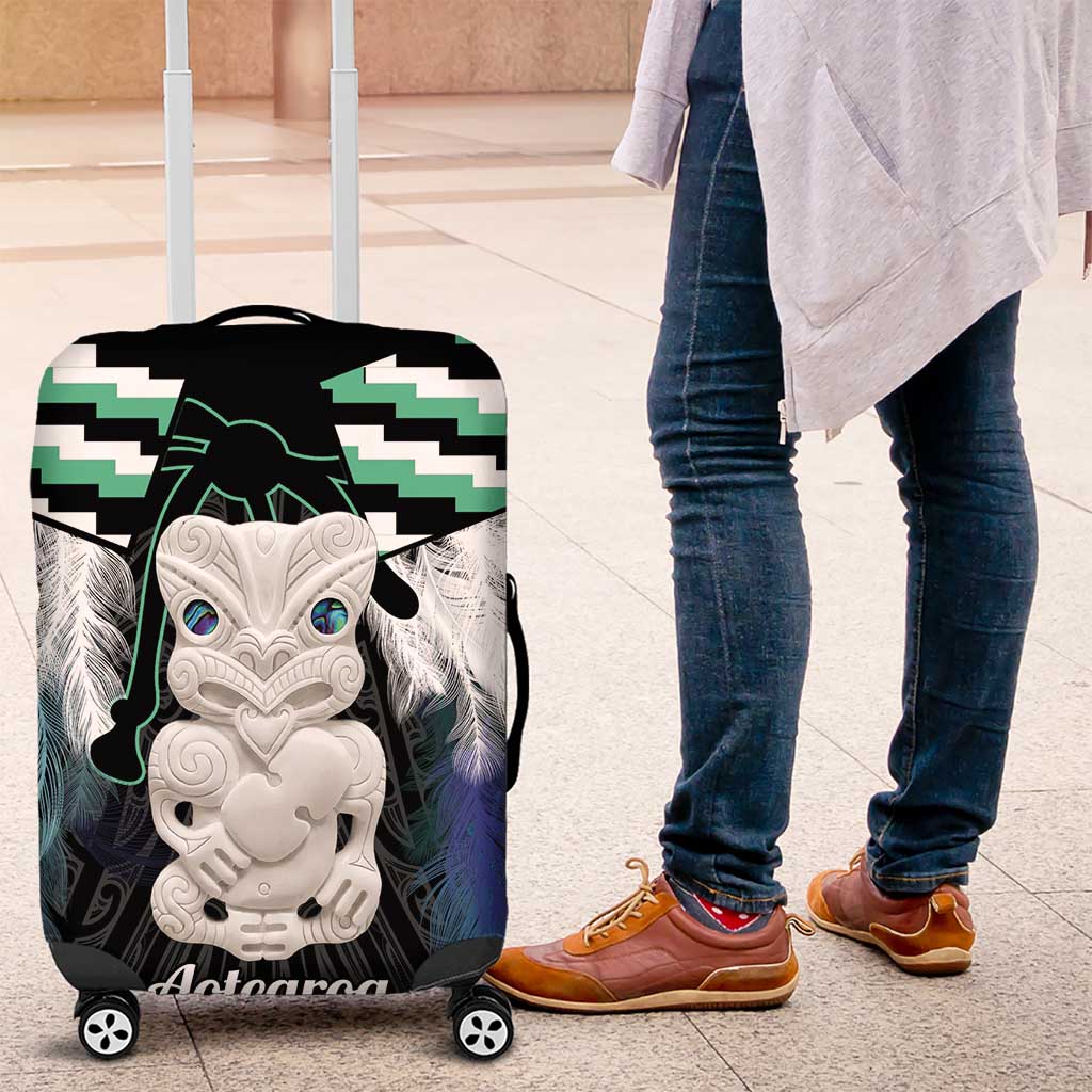 Aotearoa Korowai Motif Luggage Cover Hei Tiki Poutama Maori Pattern