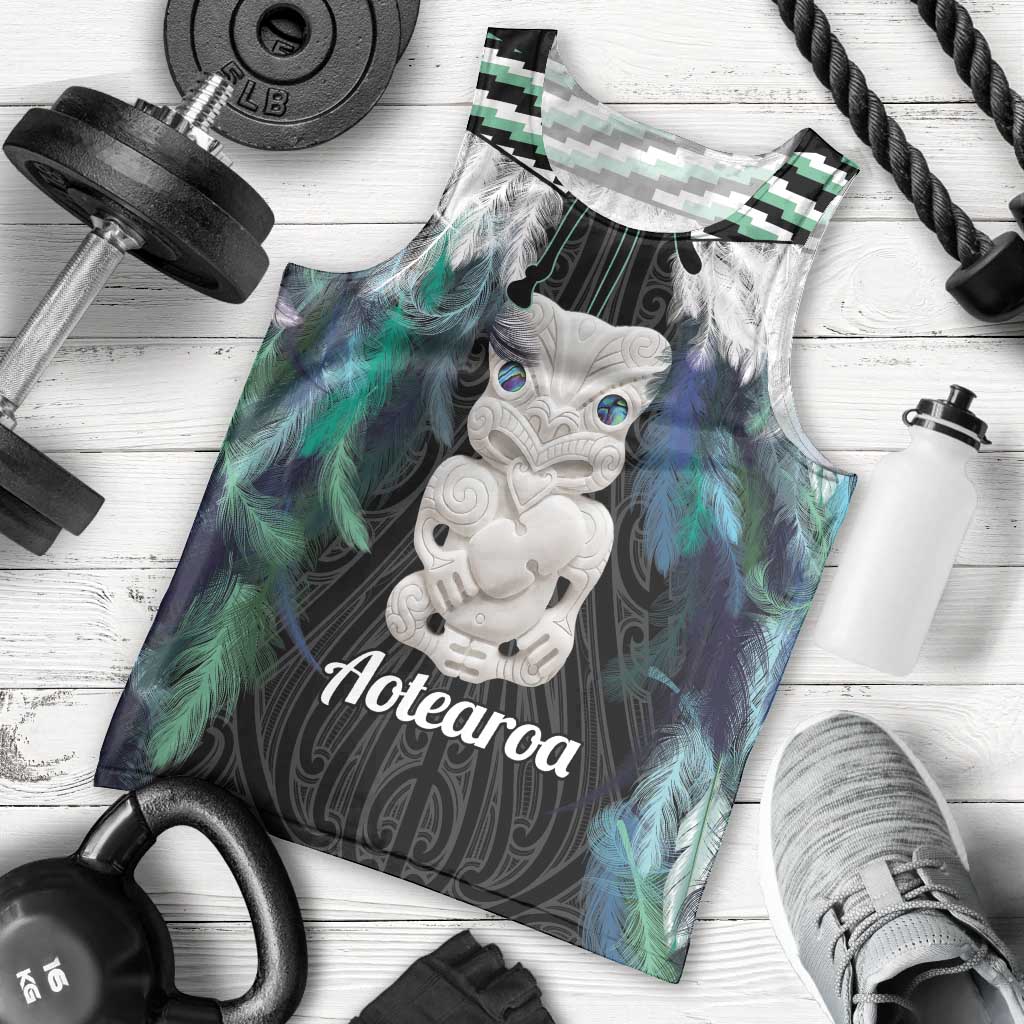 Aotearoa Korowai Motif Men Tank Top Hei Tiki Poutama Maori Pattern