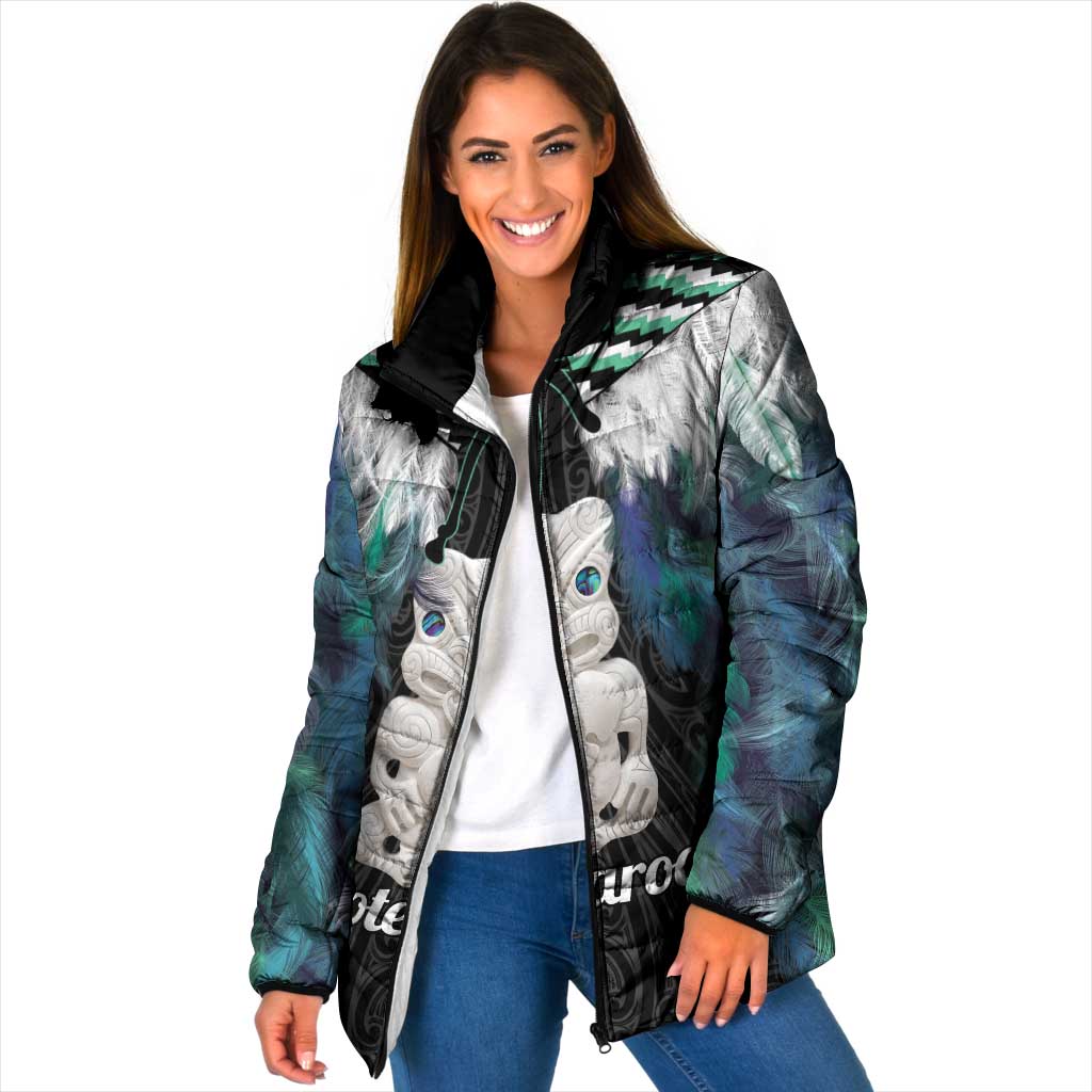 Aotearoa Korowai Motif Padded Jacket Hei Tiki Poutama Maori Pattern - Polynesian Pride
