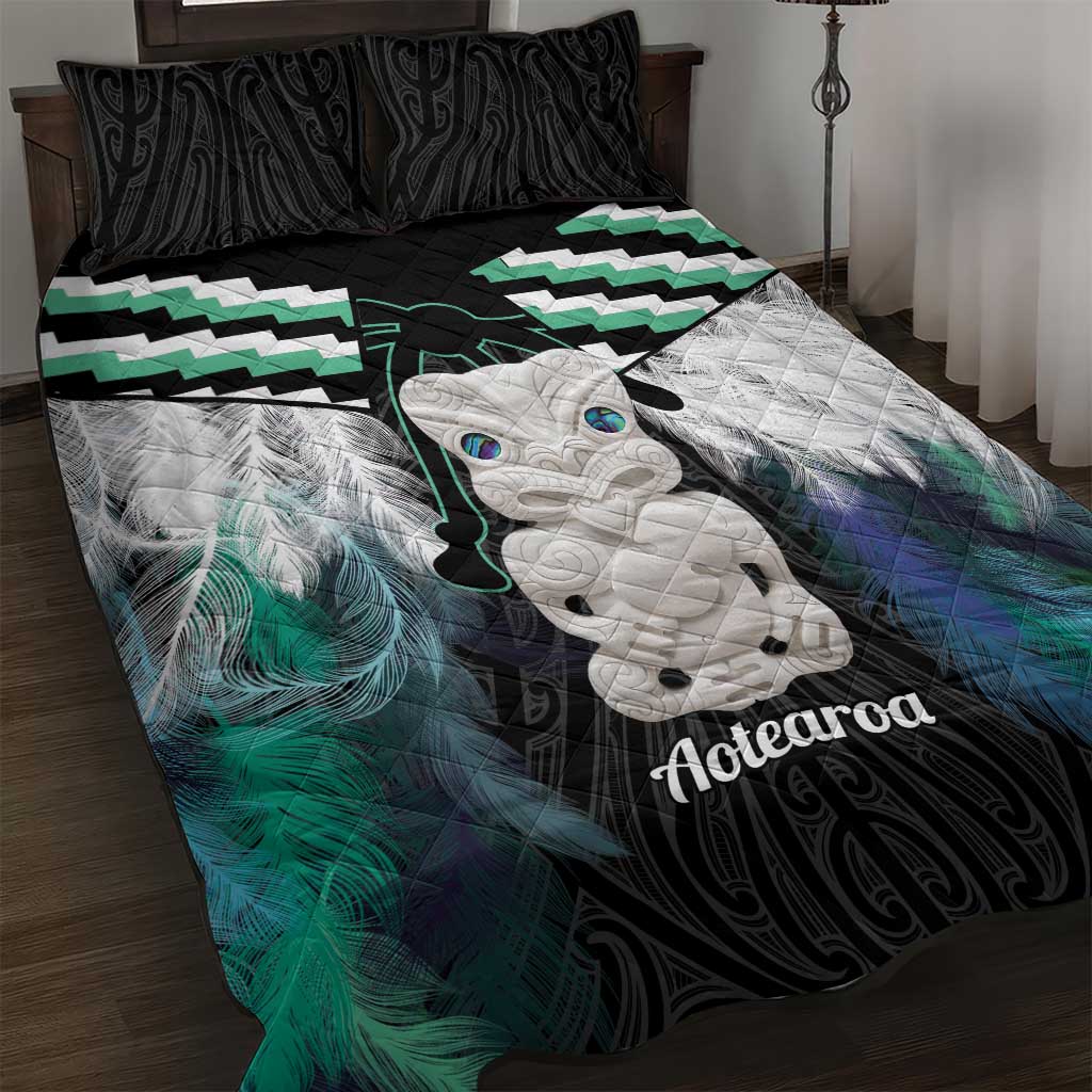 Aotearoa Korowai Motif Quilt Bed Set Hei Tiki Poutama Maori Pattern