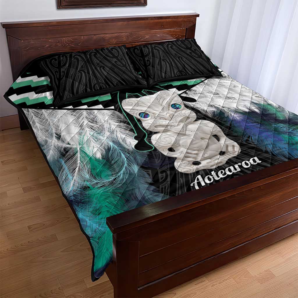 Aotearoa Korowai Motif Quilt Bed Set Hei Tiki Poutama Maori Pattern