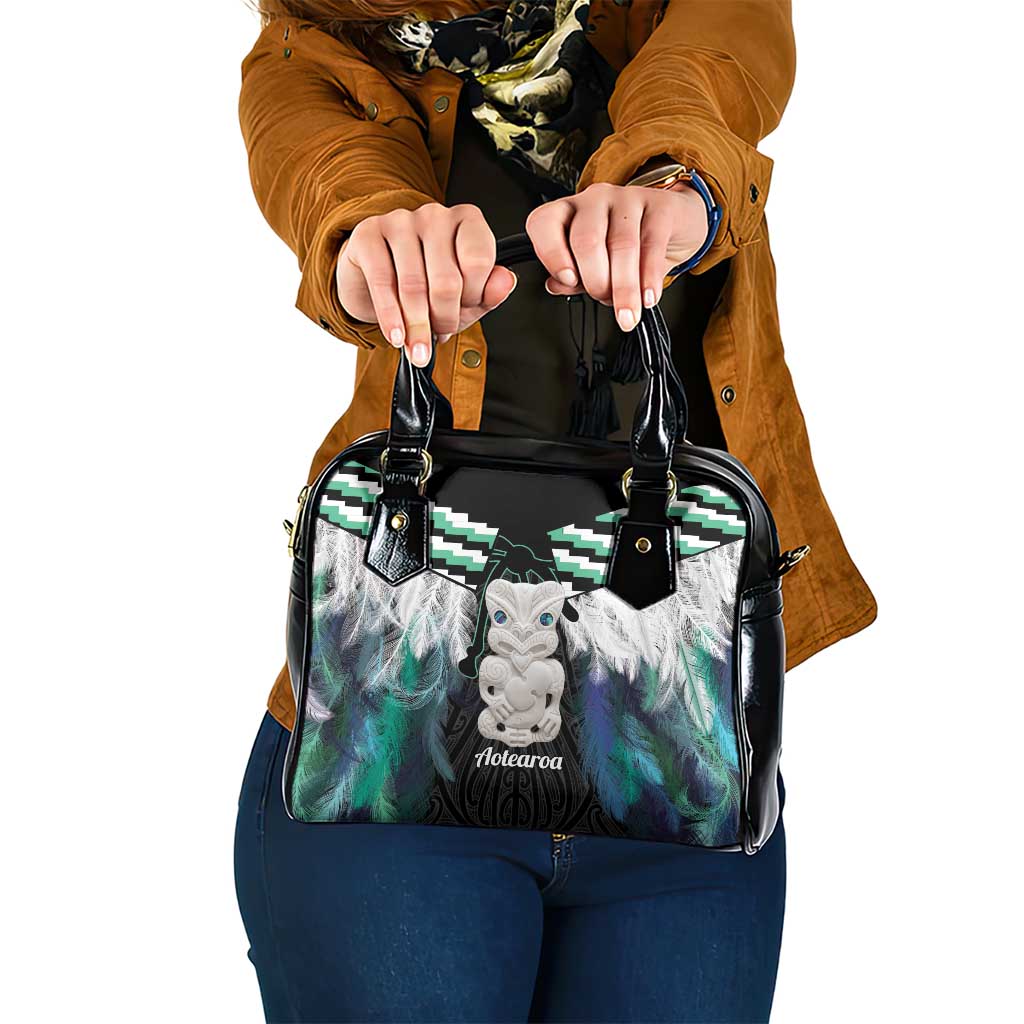 Aotearoa Korowai Motif Shoulder Handbag Hei Tiki Poutama Maori Pattern