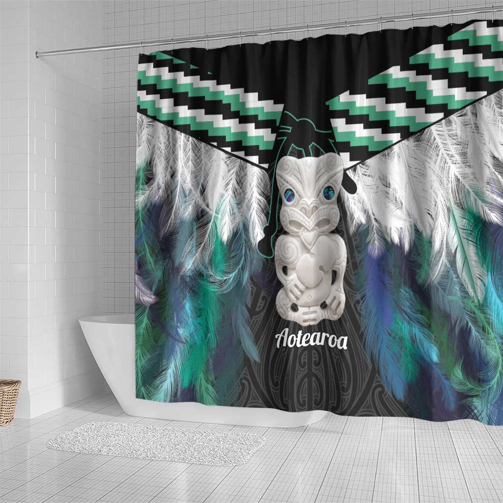 Aotearoa Korowai Motif Shower Curtain Hei Tiki Poutama Maori Pattern