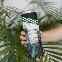 Aotearoa Korowai Motif Skinny Tumbler Hei Tiki Poutama Maori Pattern