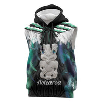 Aotearoa Korowai Motif Sleeveless Hoodie Hei Tiki Poutama Maori Pattern - Polynesian Pride