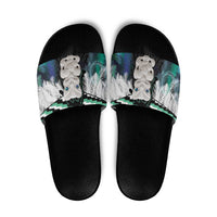 Aotearoa Korowai Motif Slide Sandals Hei Tiki Poutama Maori Pattern - Polynesian Pride