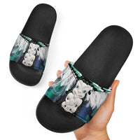 Aotearoa Korowai Motif Slide Sandals Hei Tiki Poutama Maori Pattern - Polynesian Pride