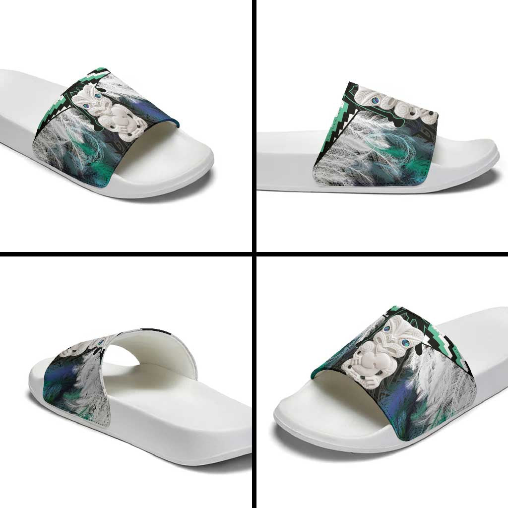 Aotearoa Korowai Motif Slide Sandals Hei Tiki Poutama Maori Pattern - Polynesian Pride