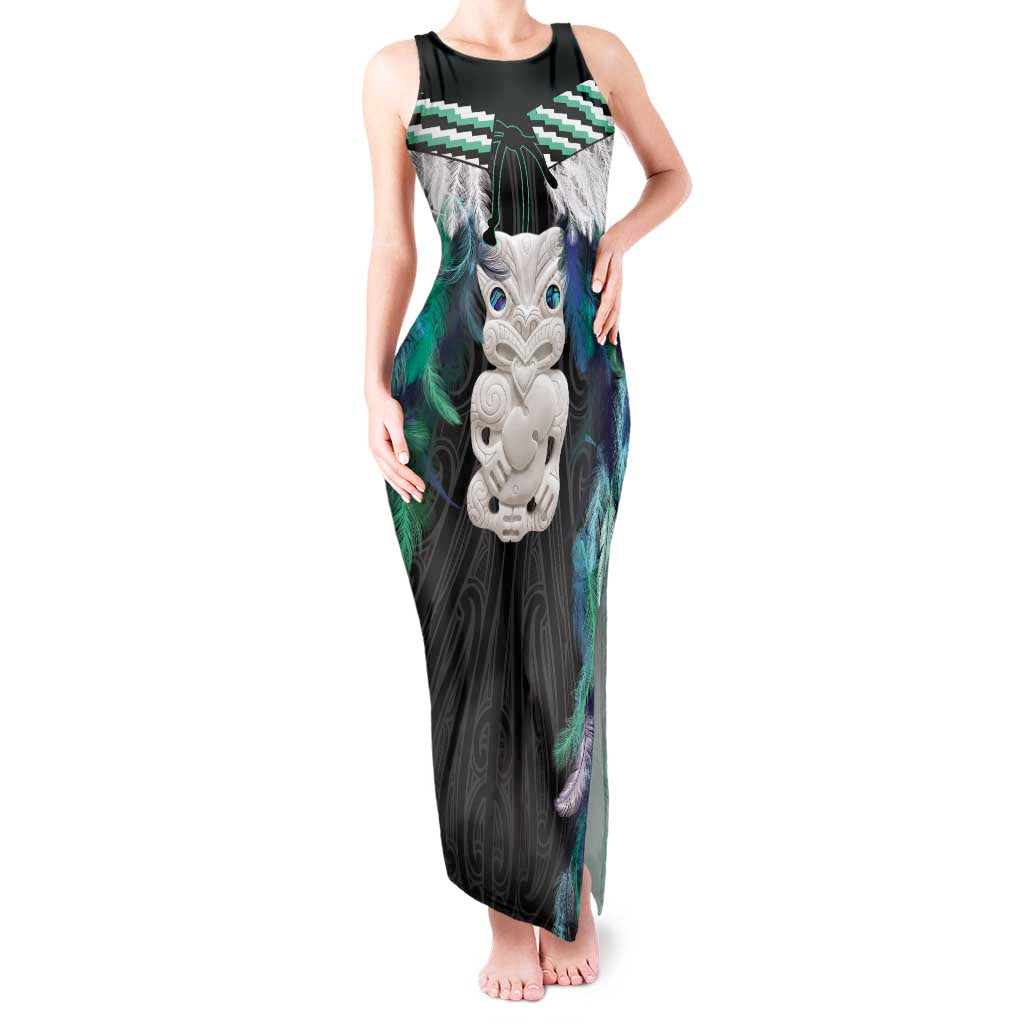 Aotearoa Korowai Motif Tank Maxi Dress Hei Tiki Poutama Maori Pattern