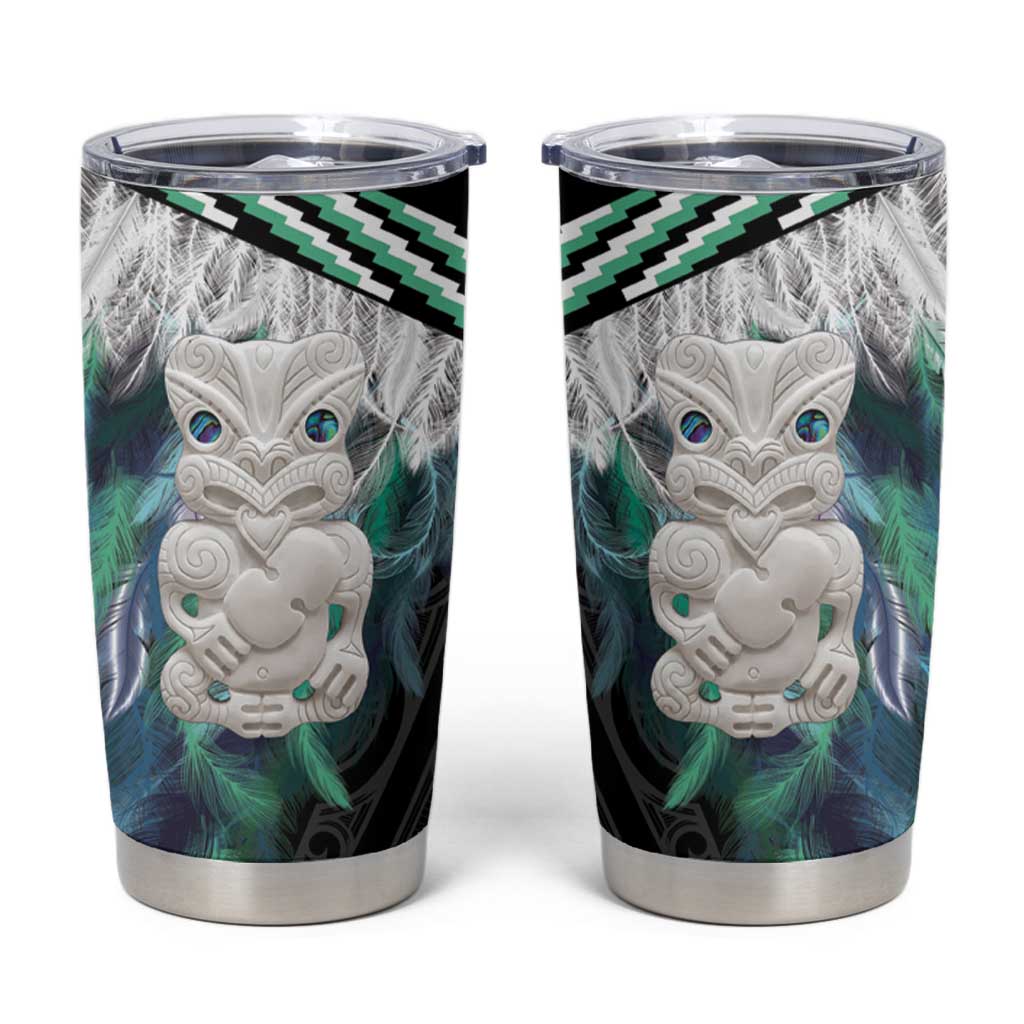 Aotearoa Korowai Motif Tumbler Cup Hei Tiki Poutama Maori Pattern
