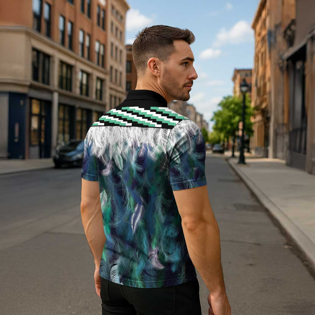 Aotearoa Korowai Motif Zipper Polo Shirt Hei Tiki Poutama Maori Pattern - Polynesian Pride