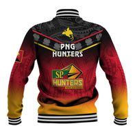 Papua New Guinea Rugby Baseball Jacket PNG Hunters Polynesian Black LT14 - Polynesian Pride