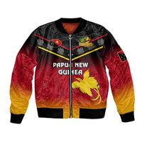 Papua New Guinea Rugby Bomber Jacket PNG Hunters Polynesian Black LT14 Unisex Black - Polynesian Pride