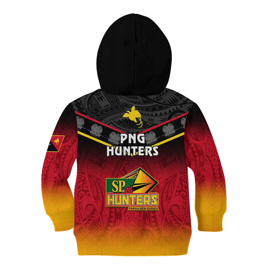 Papua New Guinea Rugby Kid Hoodie PNG Hunters Polynesian Black LT14 - Polynesian Pride