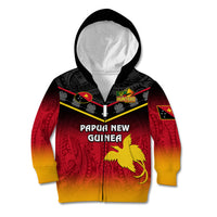 Papua New Guinea Rugby Kid Hoodie PNG Hunters Polynesian Black LT14 Zip Hoodie Black - Polynesian Pride