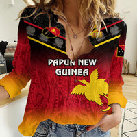 Papua New Guinea Rugby Women Casual Shirt PNG Hunters Polynesian Black LT14 Female Black - Polynesian Pride