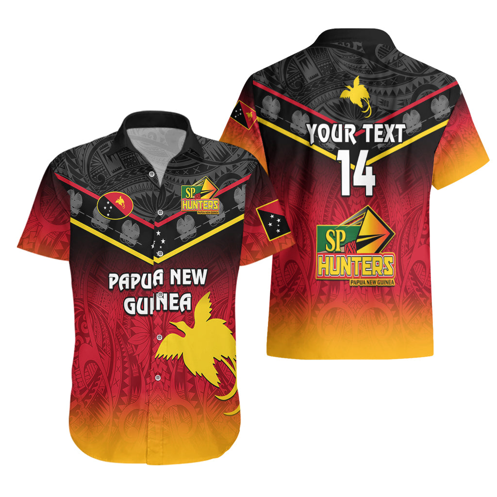 Personalised Papua New Guinea Rugby Hawaiian Shirt PNG Hunters Polynesian Black LT14 - Polynesian Pride