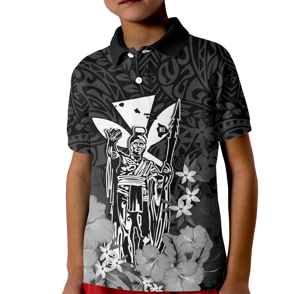Polynesian Pride King Kamehameha Day Hawaii Kid Polo Shirt Polynesia Tribal Kanaka And Hibiscus Black LT14 Kid Black - Polynesian Pride