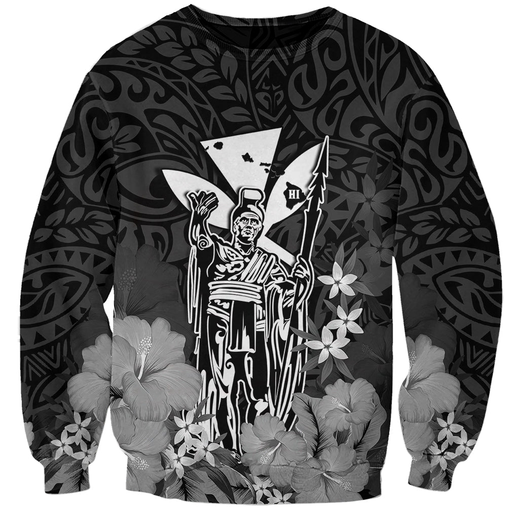 Polynesian Pride King Kamehameha Day Hawaii Sweatshirt Polynesia Tribal Kanaka And Hibiscus Black LT14 Unisex Black - Polynesian Pride