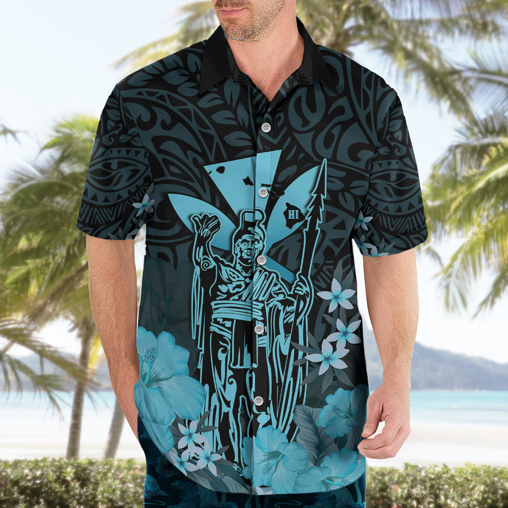 Polynesian Pride King Kamehameha Day Hawaii Hawaiian Shirt Polynesia Tribal Kanaka And Hibiscus Turquoise LT14 - Polynesian Pride