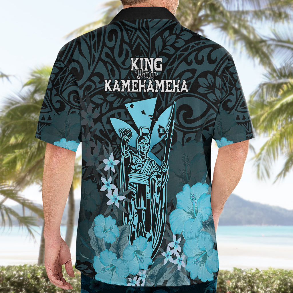Polynesian Pride King Kamehameha Day Hawaii Hawaiian Shirt Polynesia Tribal Kanaka And Hibiscus Turquoise LT14 - Polynesian Pride