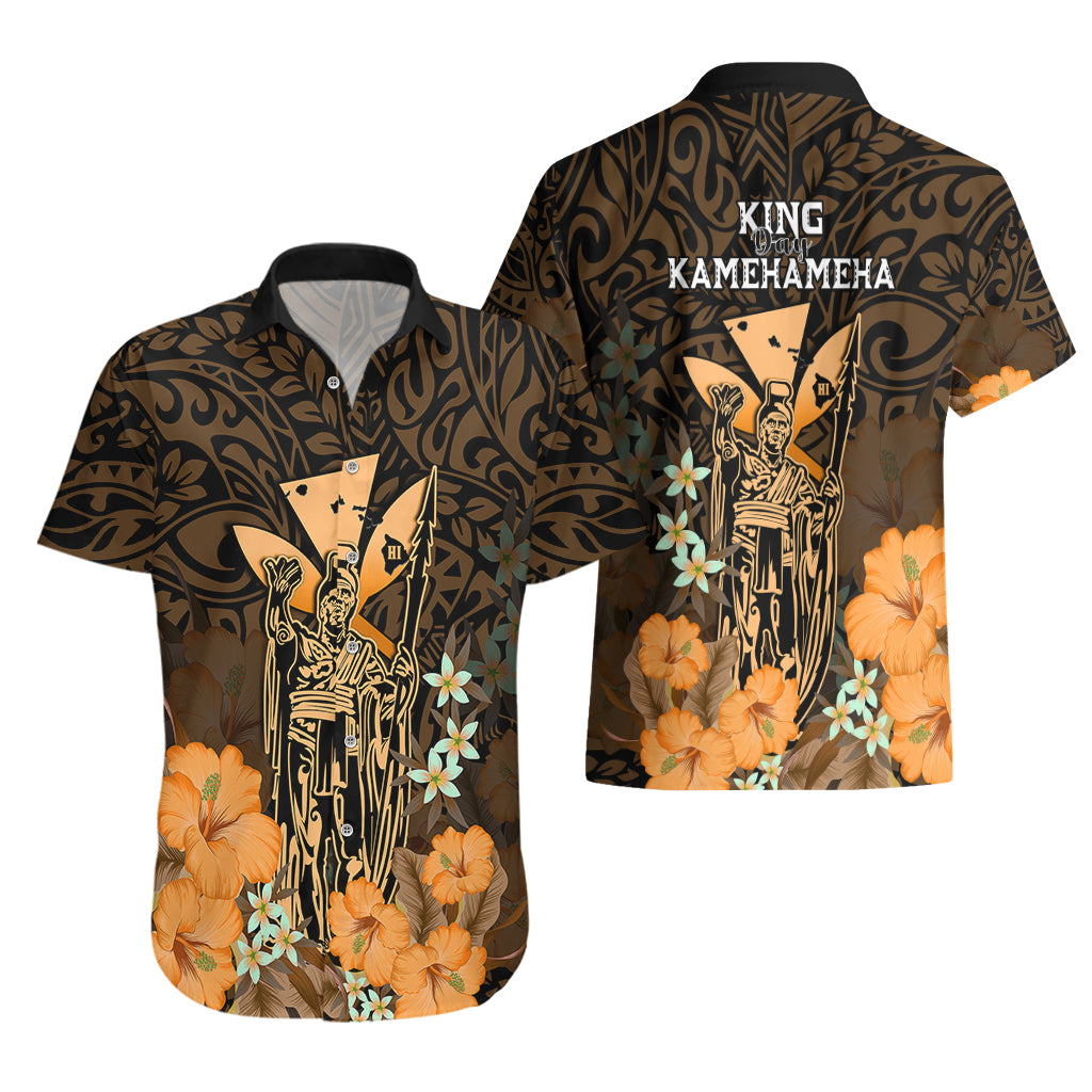 Polynesian Pride King Kamehameha Day Hawaii Hawaiian Shirt Polynesia Tribal Kanaka And Hibiscus Gold LT14 - Polynesian Pride