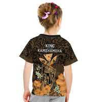 Polynesian Pride King Kamehameha Day Hawaii Kid T Shirt Polynesia Tribal Kanaka And Hibiscus Gold LT14 - Polynesian Pride