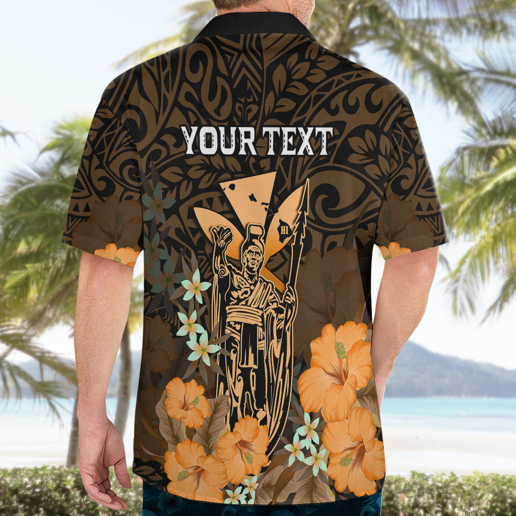 Personalised King Kamehameha Day Hawaii Hawaiian Shirt Polynesia Tribal Kanaka And Hibiscus Gold LT14 - Polynesian Pride