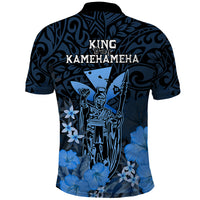 Polynesian Pride King Kamehameha Day Hawaii Polo Shirt Polynesia Tribal Kanaka and Hibiscus Blue LT14 - Polynesian Pride