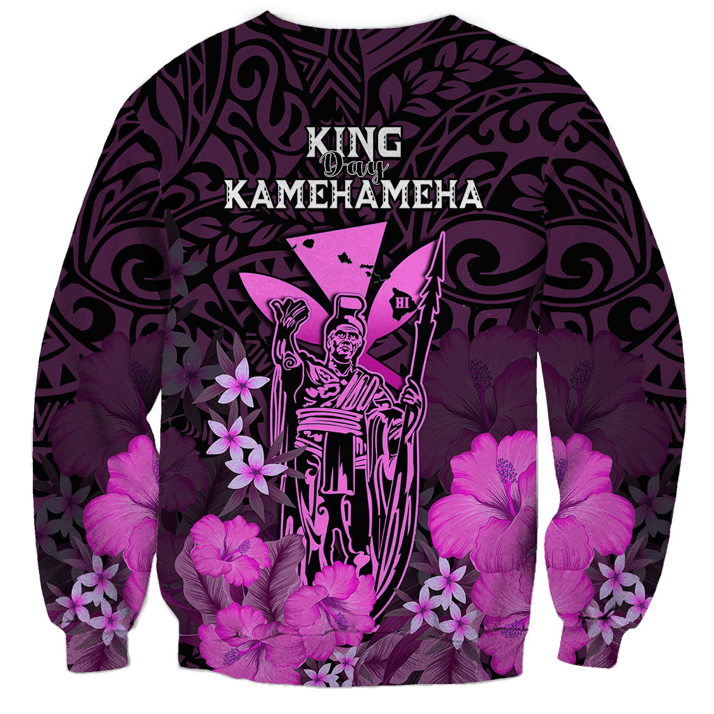 Polynesian Pride King Kamehameha Day Hawaii Sweatshirt Polynesia Tribal Kanaka And Hibiscus Pink LT14 - Polynesian Pride