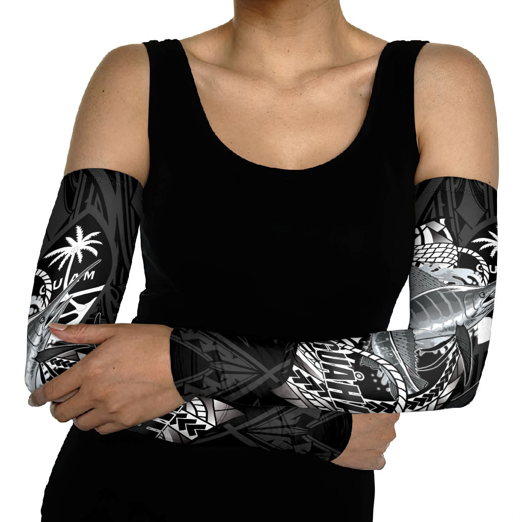 Guam Blue Marlin Fishing Arm Sleeves Guahan Fish Hook Tattoo Black Version
