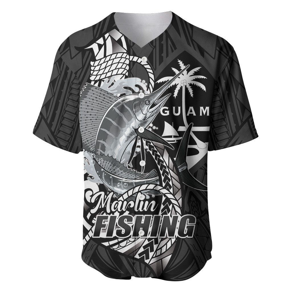 Guam Blue Marlin Fishing Baseball Jersey Guahan Fish Hook Tattoo Black Version