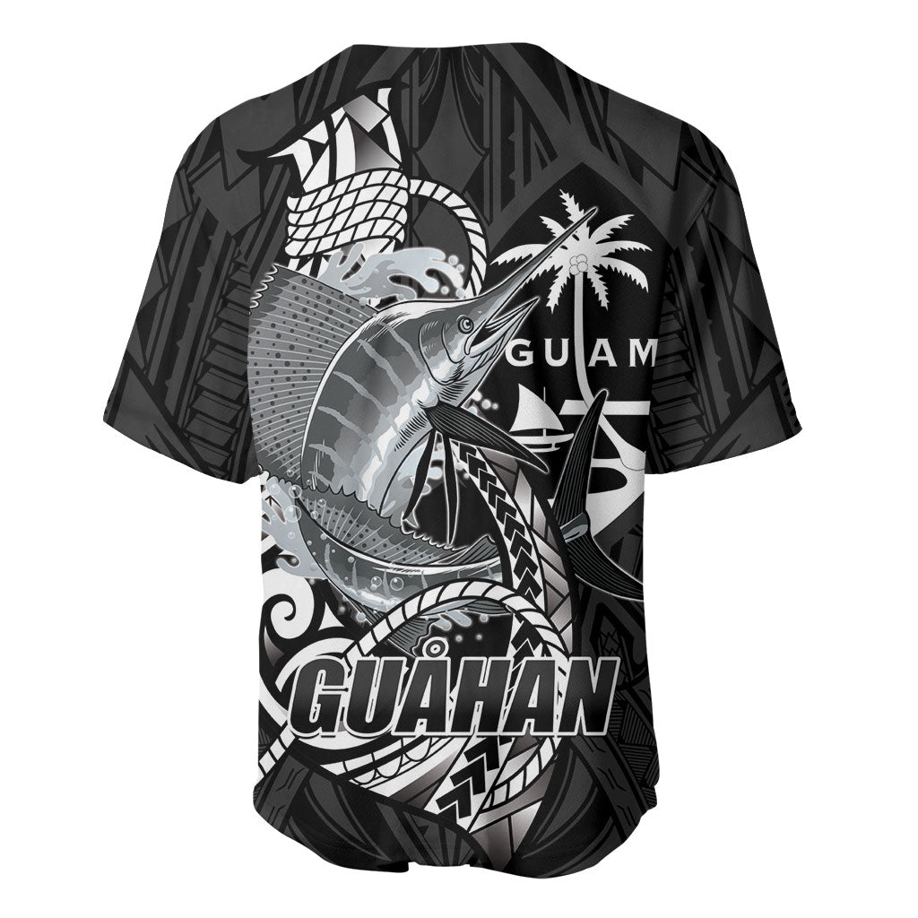 Guam Blue Marlin Fishing Baseball Jersey Guahan Fish Hook Tattoo Black Version