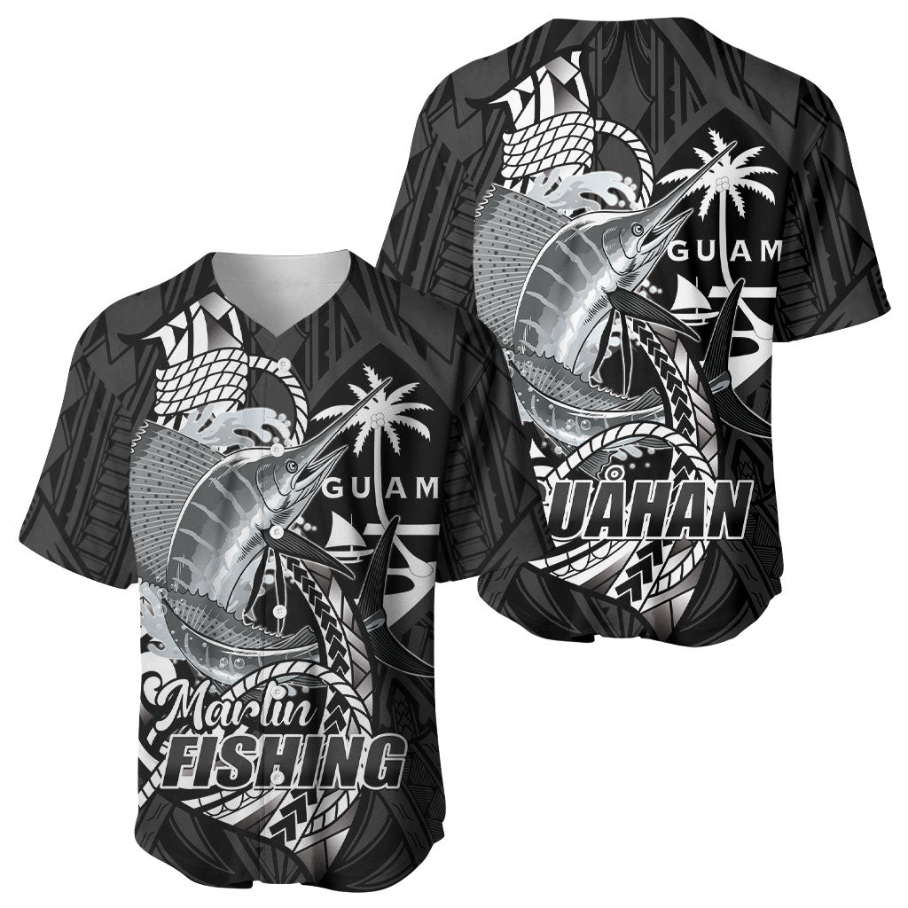 Guam Blue Marlin Fishing Baseball Jersey Guahan Fish Hook Tattoo Black Version