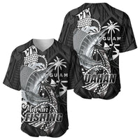 Guam Blue Marlin Fishing Baseball Jersey Guahan Fish Hook Tattoo Black Version