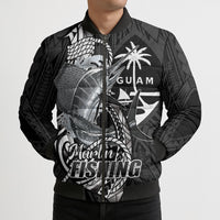 Guam Blue Marlin Fishing Bomber Puffer Jacket Guahan Fish Hook Tattoo Black Version
